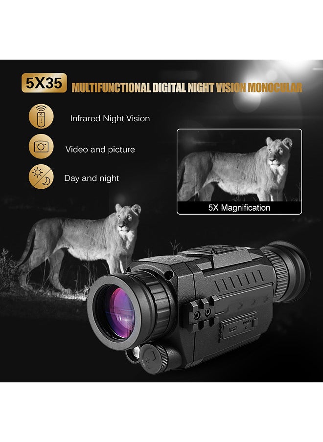 5X35 Multi-functional Digital Night Vision Monocular Telescope with Camera Video Recorder 200m Range for Wildlife Observation Camping Traveling