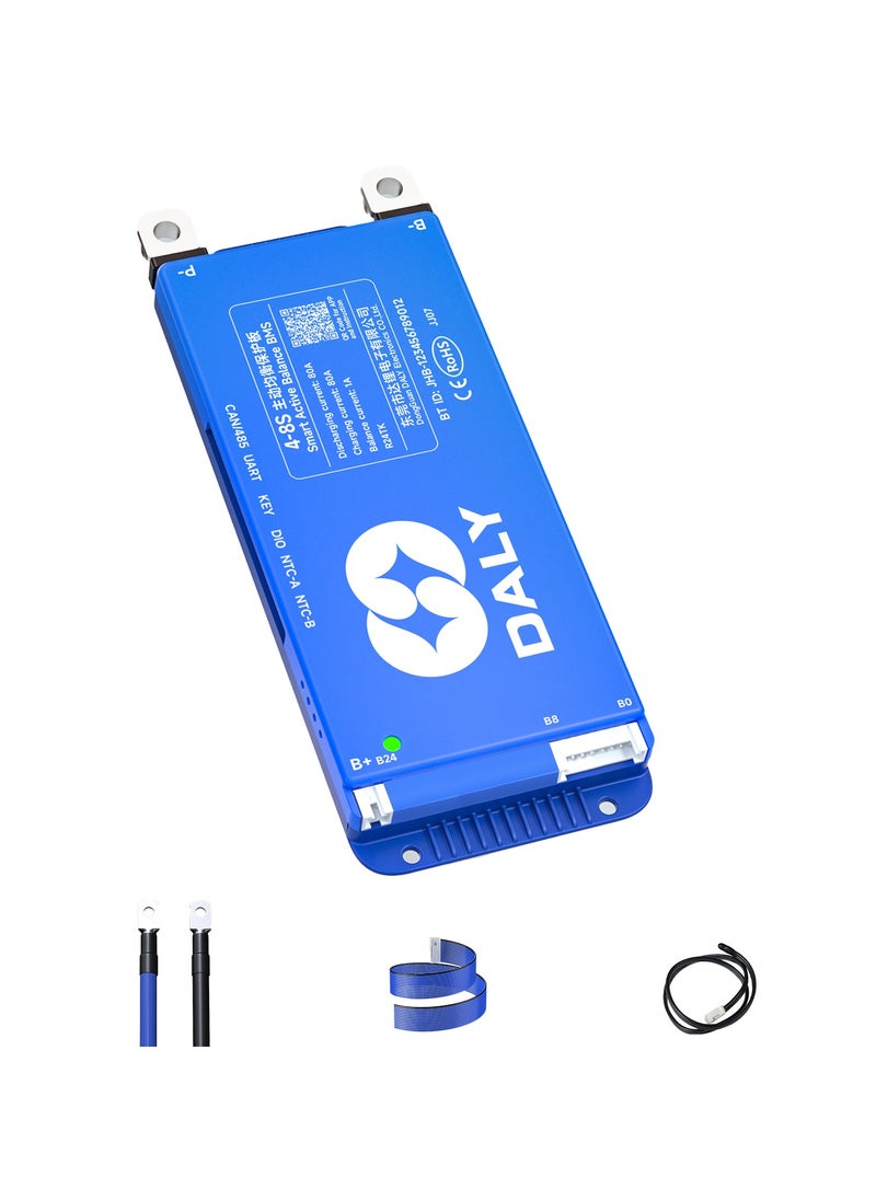 DALY Smart Active Balance BMS 80A to 100A 4S-24S UART & CAN/RS485 Protection Board with Build-in Bluetooth and NTC for LFP/NCM/LTO Lithium Battery Pack