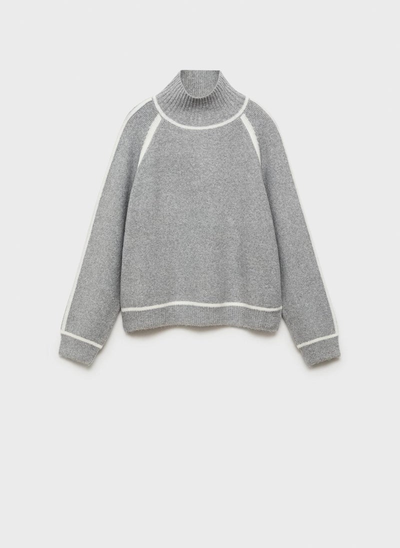 Fran Contrast Details Turtleneck Sweater