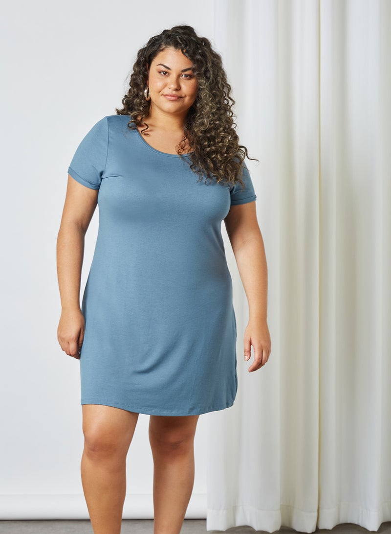 Curve Mini T-Shirt Dress Blue Mirage