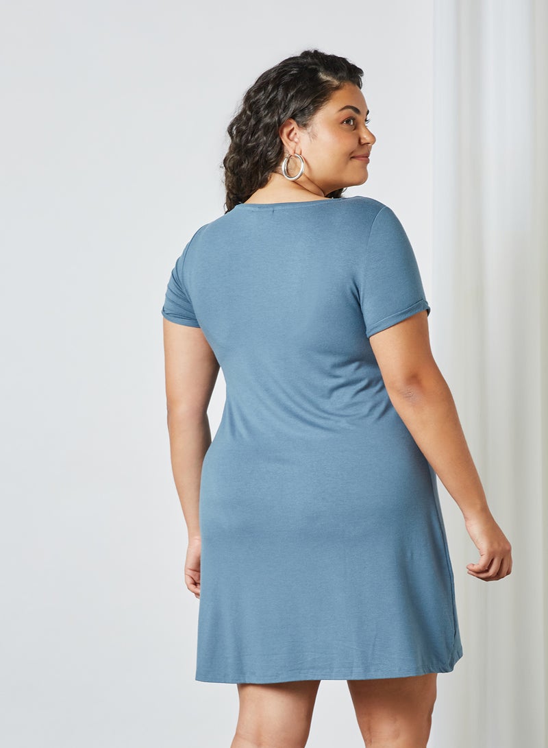 Curve Mini T-Shirt Dress Blue Mirage