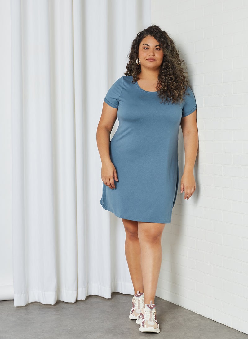 Curve Mini T-Shirt Dress Blue Mirage