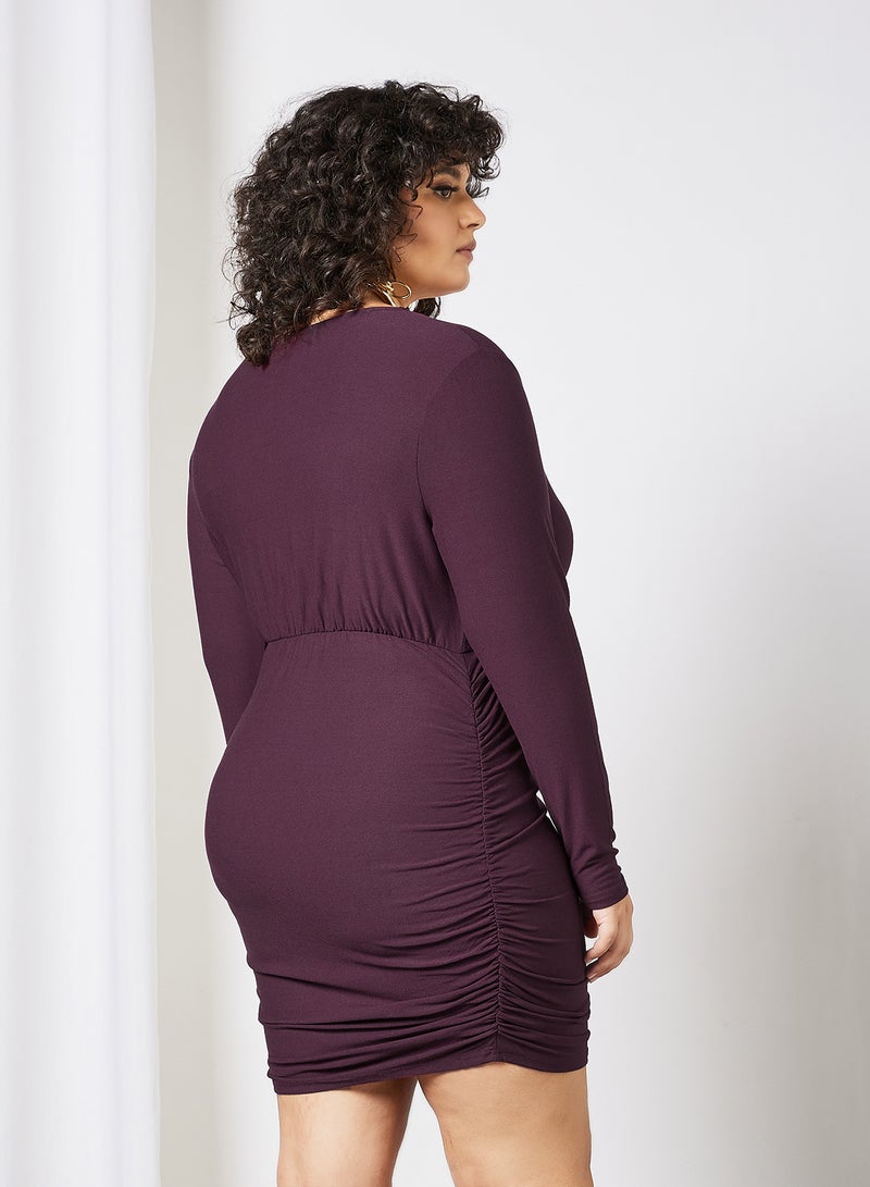 Plus Size Ruched Detail Dress Purple