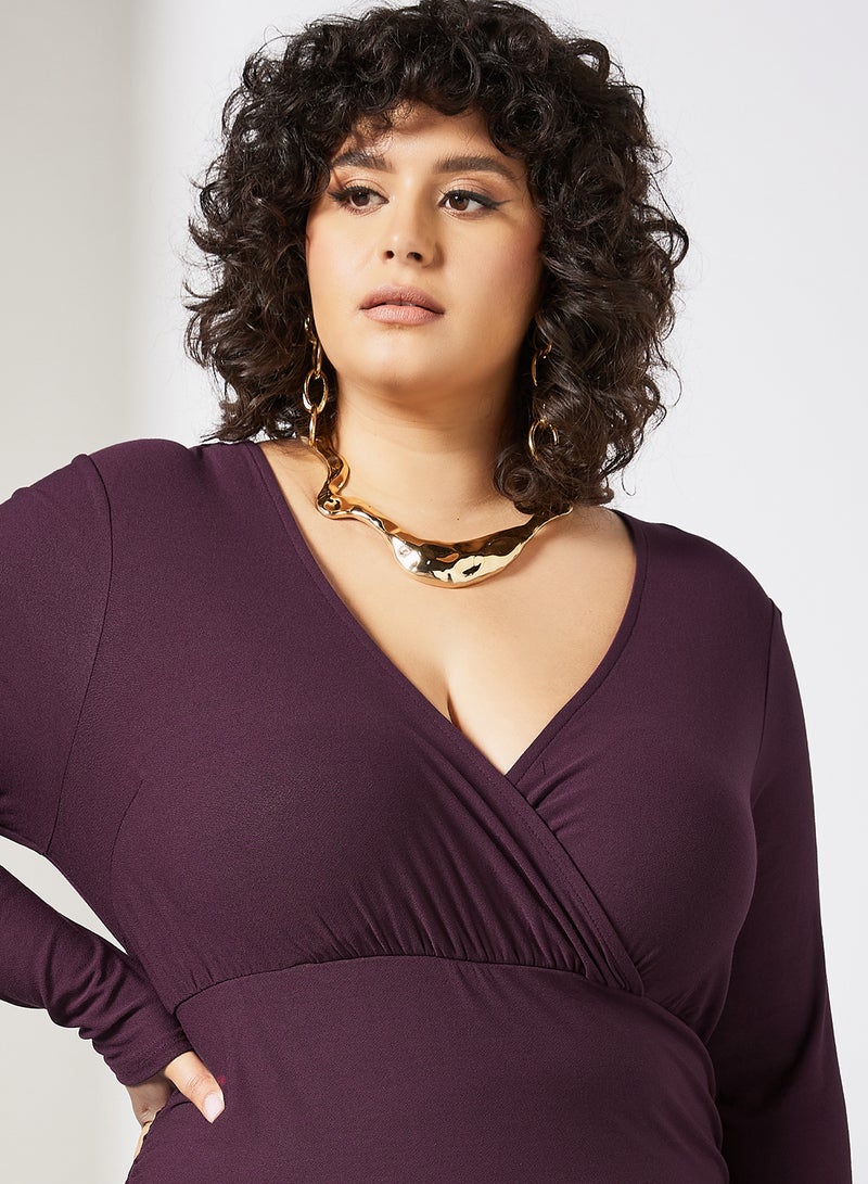 Plus Size Ruched Detail Dress Purple