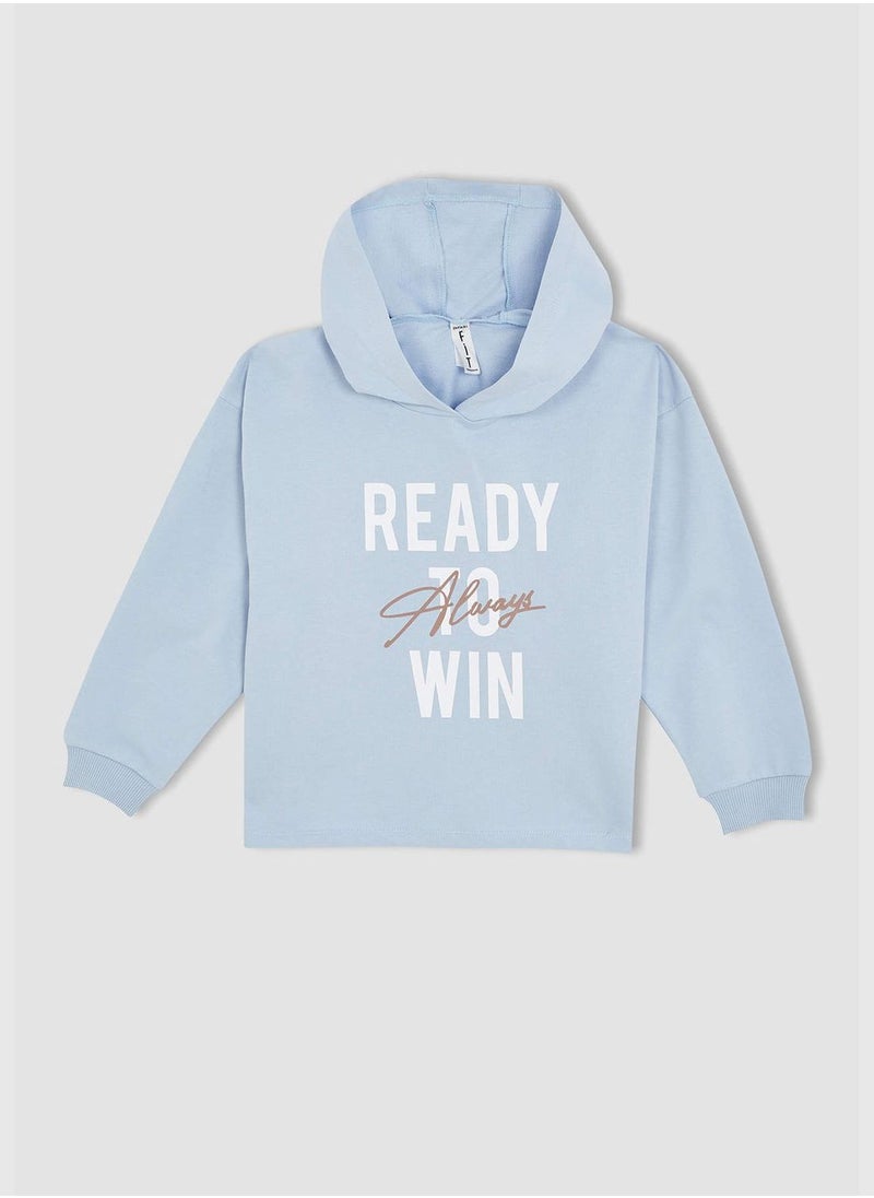 Regular Fit Slogan Print Hoodie