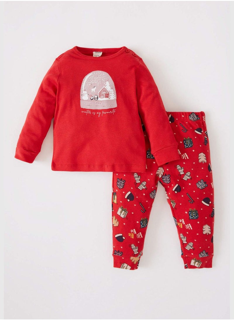 Long Sleeve Newyear Themed Knitted Pyjamas Set