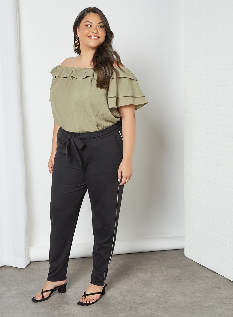 Curve Belted Pants Black