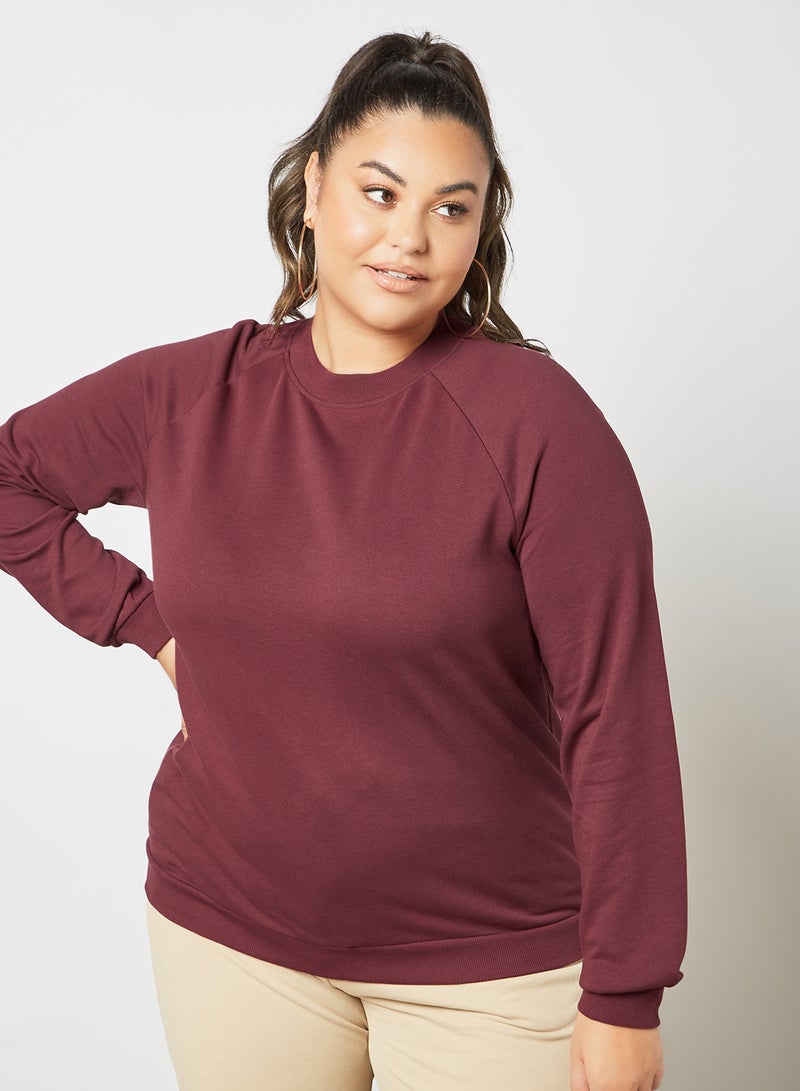 Plus Size Long Sleeve Sweatshirt Brown