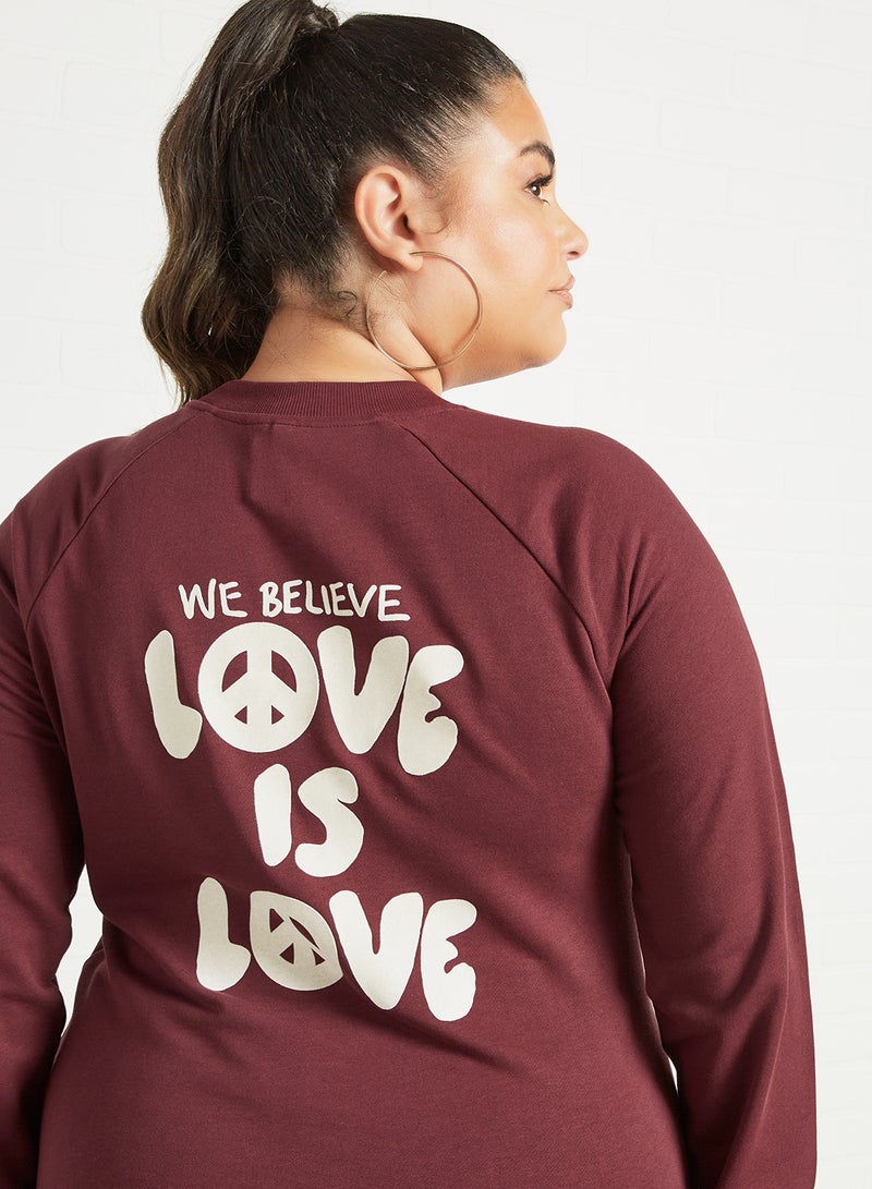 Plus Size Long Sleeve Sweatshirt Brown