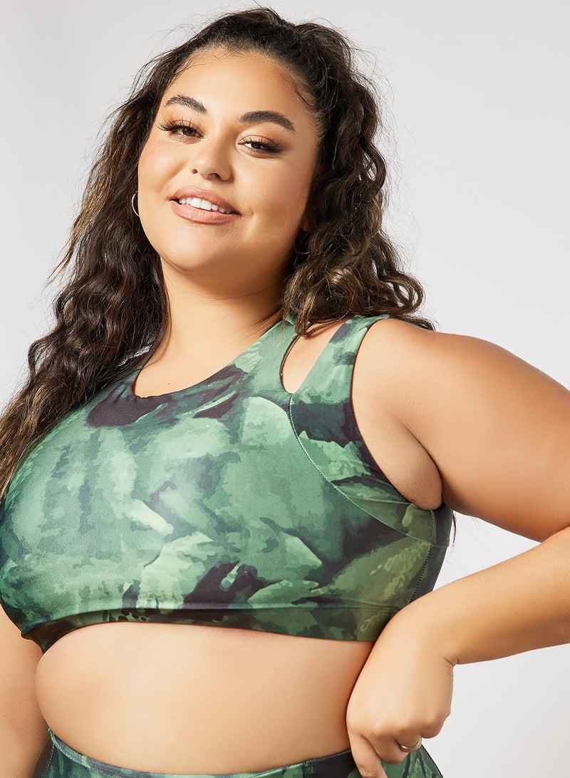 Plus Size Training Crop Top Green