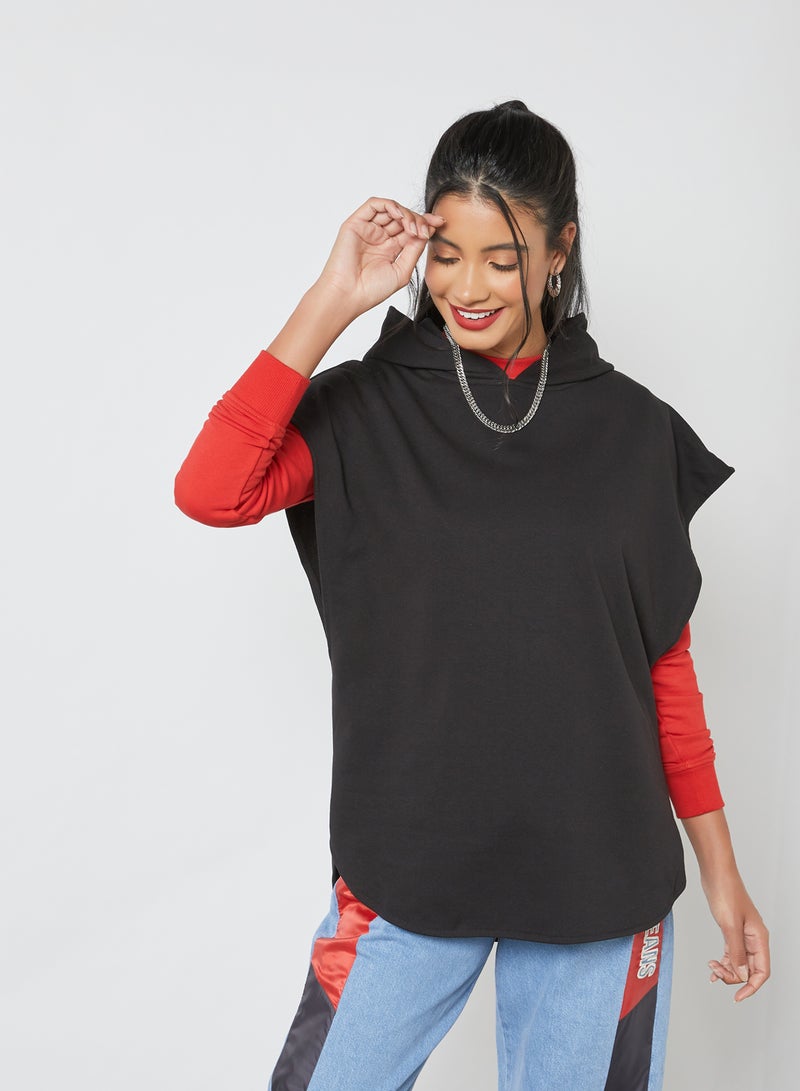 Wide Armhole Oversize Hoodie Black