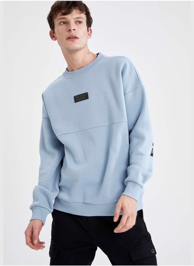 Long Sleeve Text Back Print Sweatshirt