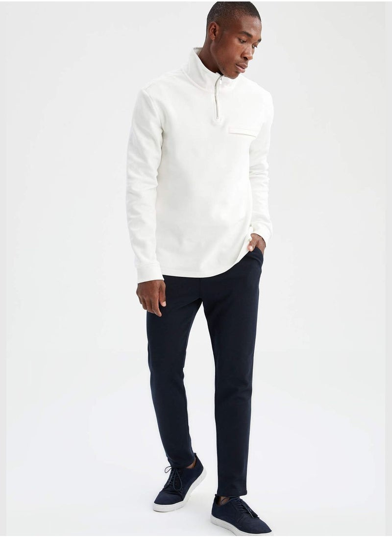 Modern Fit Long Sleeve Half Zippered Sweatshirt