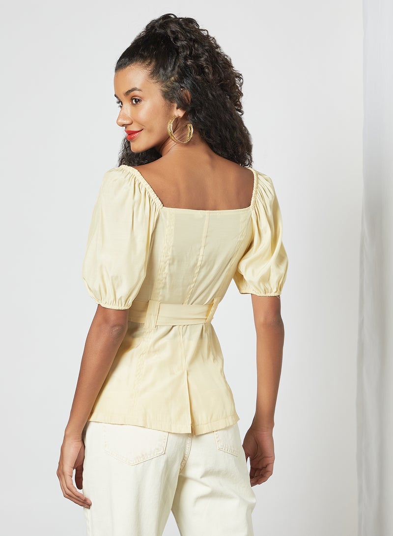 Puffed Sleeve Top Light Yellow