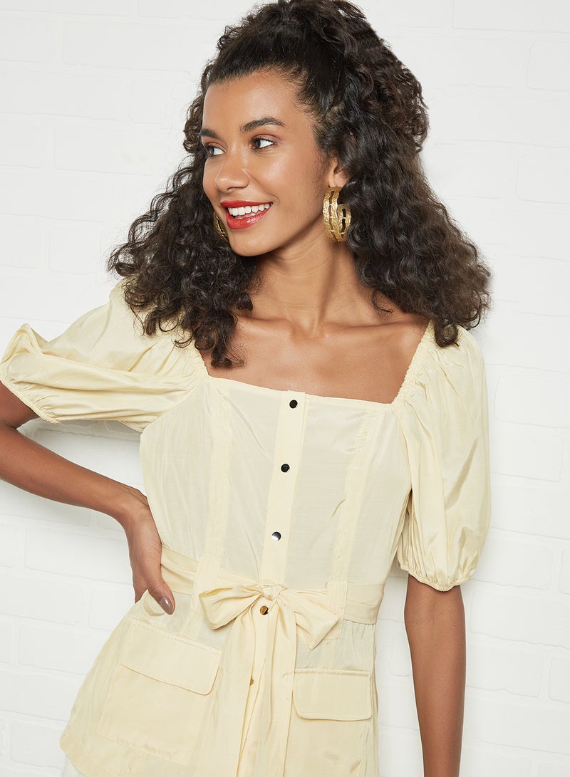 Puffed Sleeve Top Light Yellow