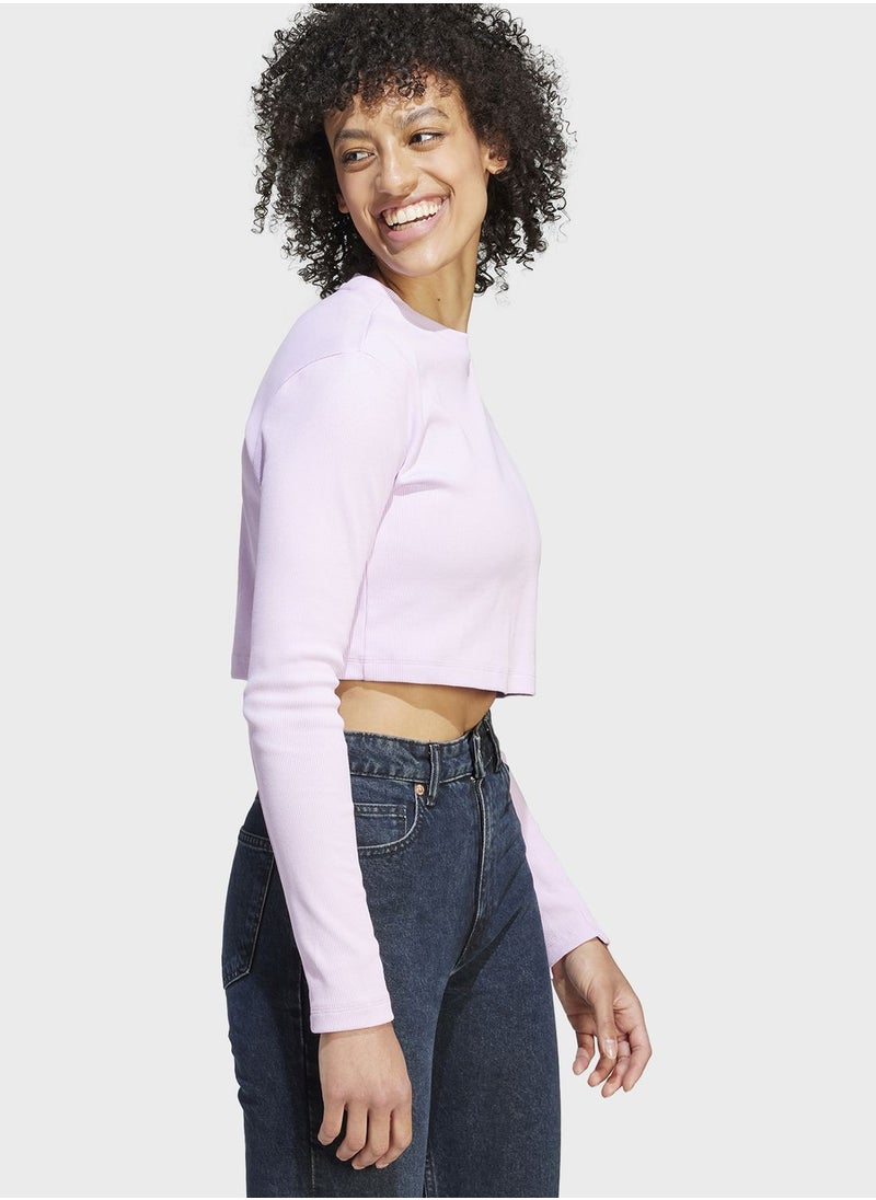 Lounge Ribbed Crop Long-Sleeve Top