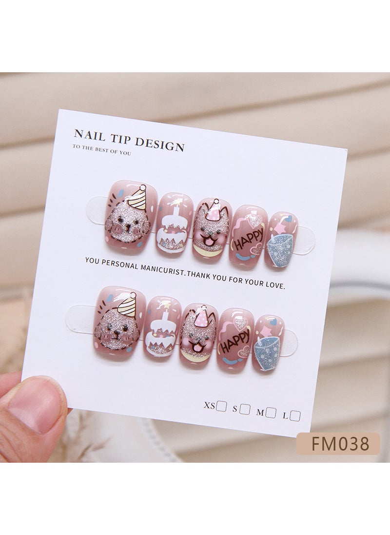 Handmade Nail Pieces Cute Removable Nail Pieces Birthday Puppy Nail Patch Cartoon Nail Pieces Code FM038-XS