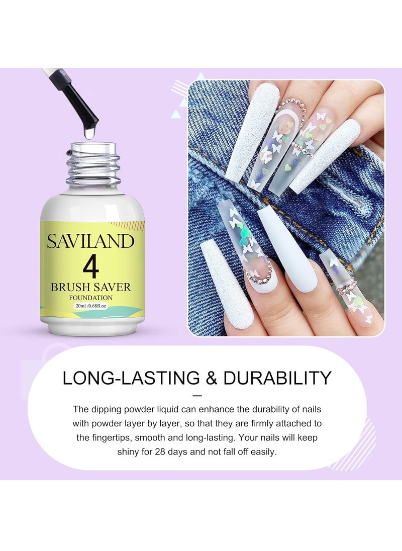 SAVILAND Dip Powder Liquid Set: 20 ml Ultimate Nail Dip System Essentials Liquid Large Capacity Dip Powder Base Activator Top Coat Saver Dip Powder Nail Kit No Need Curing for Nail Dip User