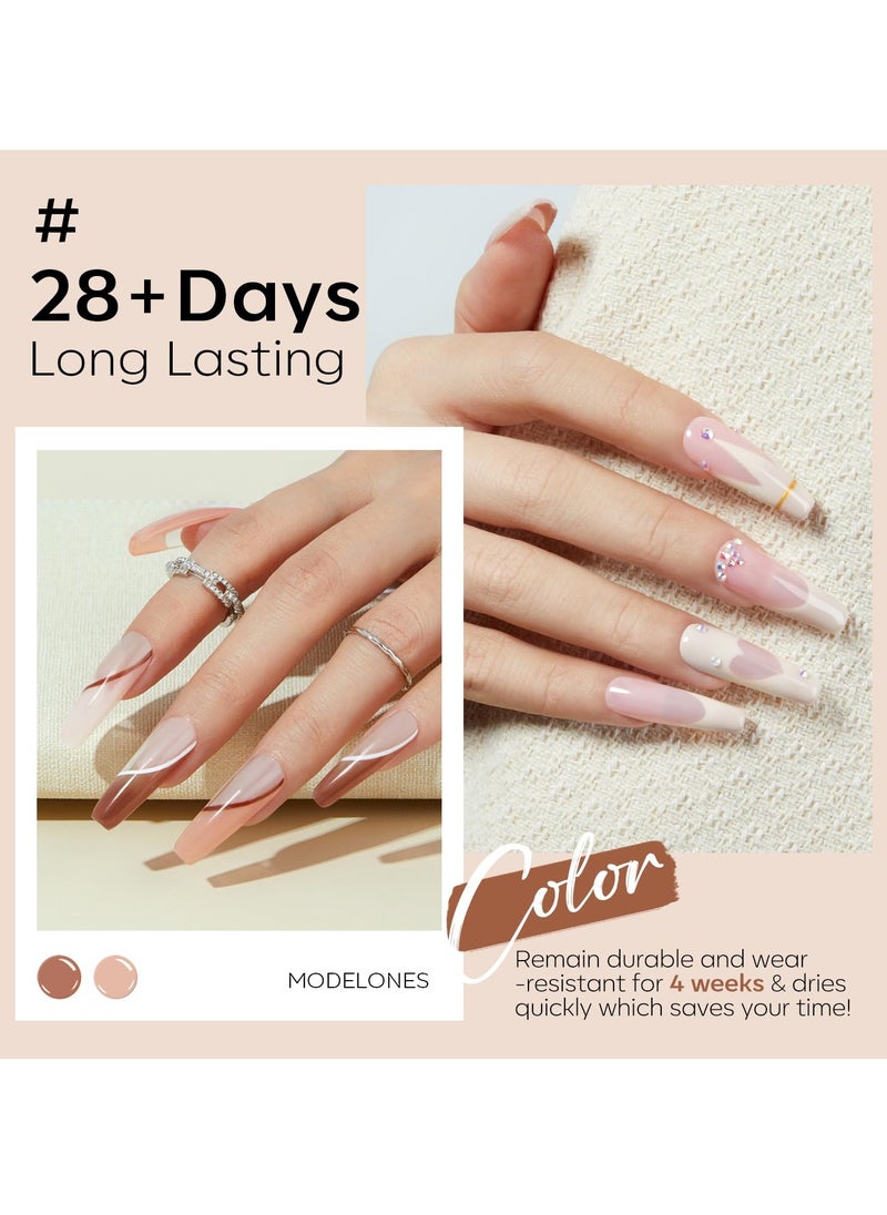 Modelones Nude Gel Nail Polish Set -6 Colors Neutral Milky White Pink Brown Gel Polish Kit Skin Tones Soak Off Gel Nail Kit Manicure DIY at Home Nail Art Salon Gift