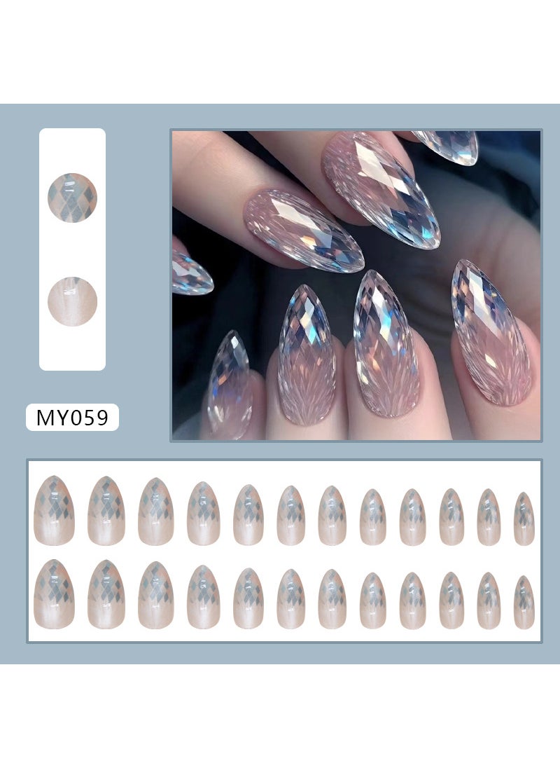 Cats Eye Nail Pieces Detachable Flash Irregular Square Nail Pieces Dreamy Blue Nail Patch MY059 fantasy flash blue [glue]]