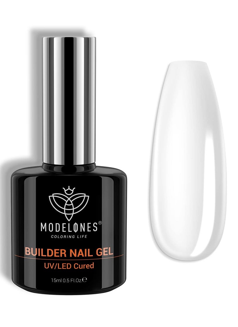 modelones Builder Nail Gel, 7-in-One Clear Gel Builder for Nail Thickening, LED Nail Lamp Cured Hard Gel Nail Strengthener Extension Gel Base Rhinestone Nail Glue Gel in a Bottle