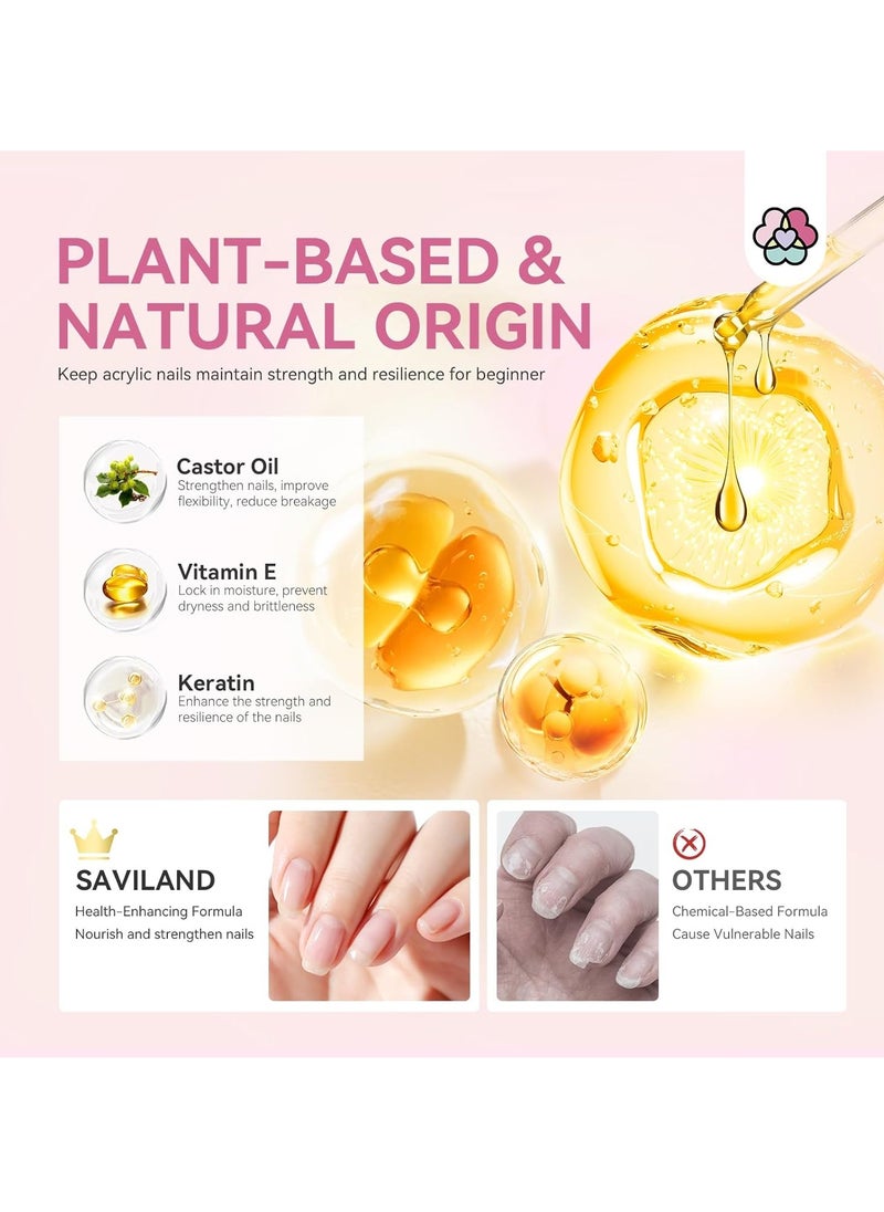 Saviland Acrylic Nail Kit for Beginners: Keratin Acrylic Powder Castor Oil Vitamin E Gel Nail Polish Primer 180W Nail Lamp Nail Drill Full Tools Everything Home Starters