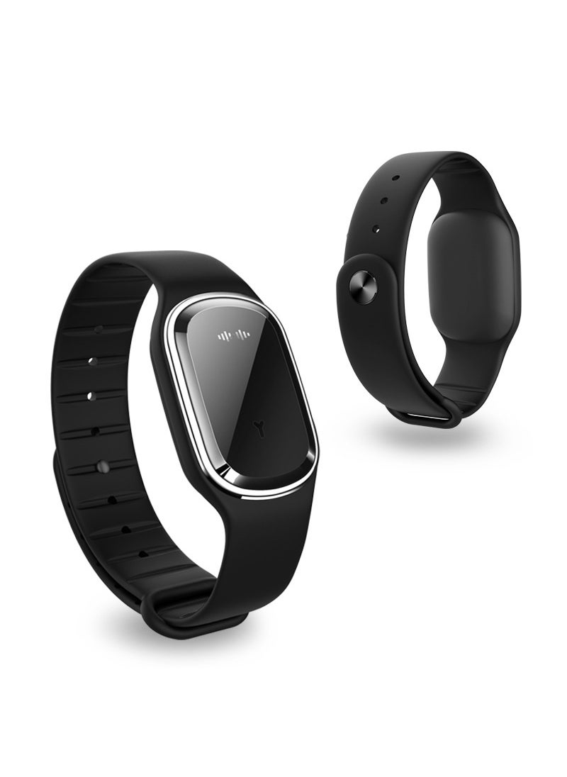 M1 LED Digital Multi-Function Ultrasonic Mosquito Repellent Waterproof Smart BraceletBlack Black