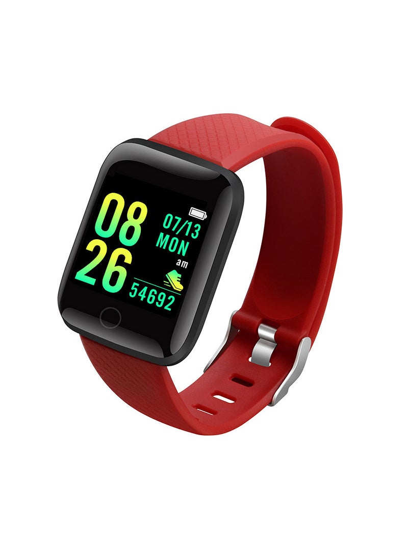 116Plus smart bracelet watch Bluetooth  foreign trade wholesale step heart rate student D131.44 screen movementRed Red