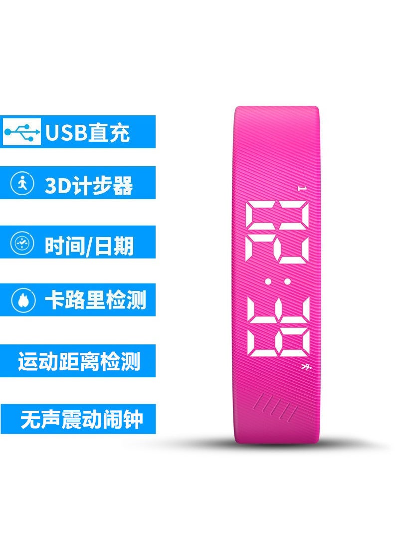 Multifunctional Waterproof Smartwatch LED Bracelet T5C Rose Red