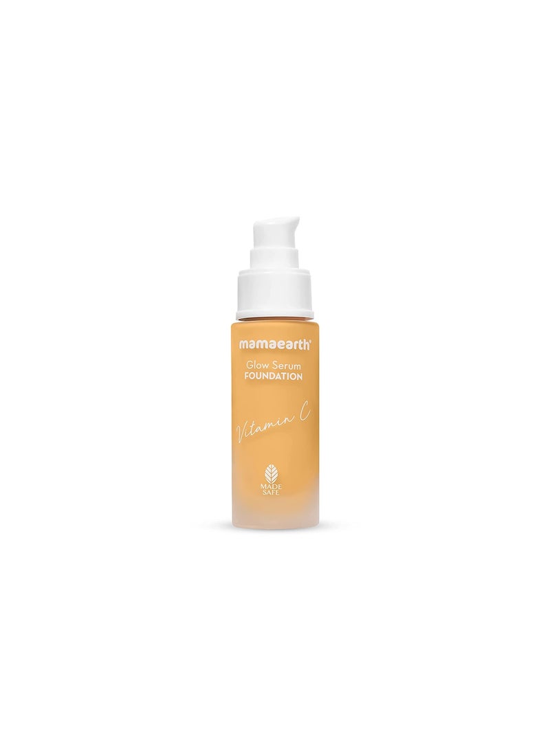 Mamaearth Glow Serum Matte Liquid Foundation Medium Coverage For All Skin Types With Vitamin C & Turmeric For 12-Hour Long Stay- 02 Crème Glow - 30 Ml, Pack Of 1