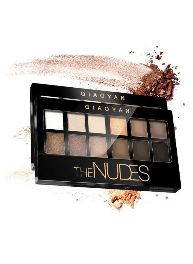 12 Colors The Nudes Eyeshadow ,Shimmer Matte Palette, Waterproof Brown Eyeshadow Series, Matt Powder Pressed Eye Pallet