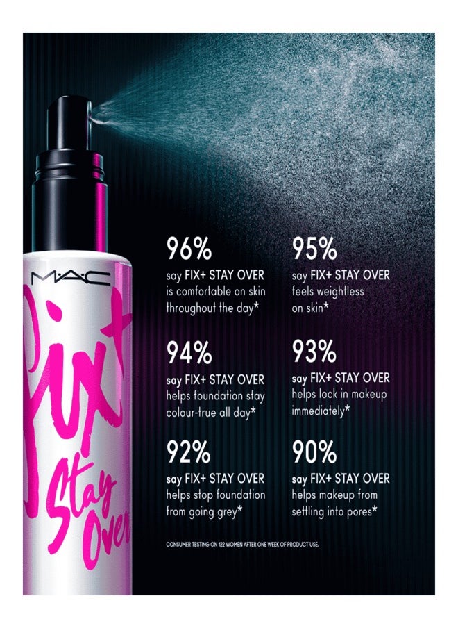 MAC Fix+ Stay Over Alcohol-Free 16 Hour Setting Spray - Lightweight, Hydrating, Long-Lasting Makeup Finishing Mist (3.4 oz)