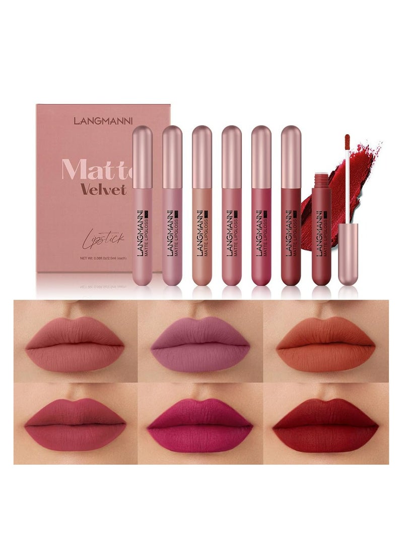 Matte Velvet Matte Lip Gloss Set - 6-Piece Lip Lacquer Lipstick Set