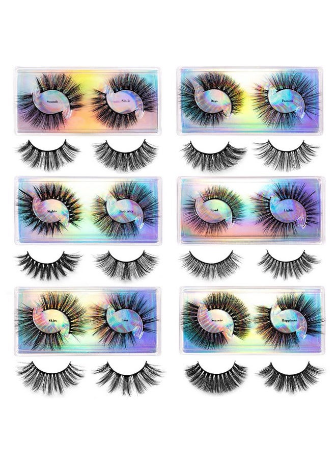 DYSILK Mink Lashes False Eyelashes - Fluffy Eyelashes 12 Pairs Lashes 12 Styles Mixed Lash Extension False Lashes D Curl Eyelash Clusters Wispy Lashes Natural Look Fluffy Fake Lashes Pack