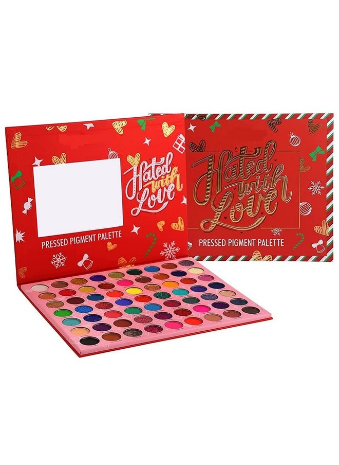 Beauty Glazed Swiss Edtion 63 Colors Matte, Shimmery & Glittery Highly Pigmented Pressed Powder Hated with Love Beauty EyeShadow Eye Shadow Palette Red 70 g (Multicolor)