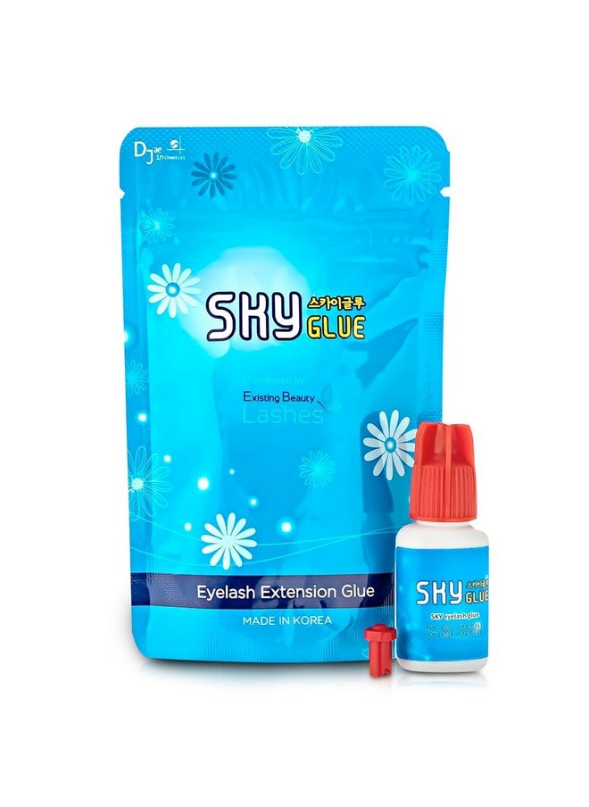 Sky Glue S+ Eyelash Extension Glue - Extra Strong Lash Extensions Adhesive Bond with 6-7 Weeks Retention and 1-2 Sec Dry Time, Long Lasting Semi Permanent Black Glue - 5 ml