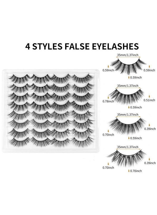 DYSILK False Eyelashes Lashes Mink - Mink Lashes Fluffy 16 Pairs 6D 4 Styles Mixed Lashes Faux Eyelashes Wispy Fluffy Natural Look Fake Eyelashes Mink Lashes Soft Reusable Eye Lashes | 15mm 18mm