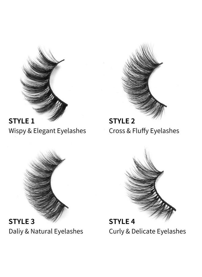 DYSILK False Eyelashes Lashes Mink - Mink Lashes Fluffy 16 Pairs 6D 4 Styles Mixed Lashes Faux Eyelashes Wispy Fluffy Natural Look Fake Eyelashes Mink Lashes Soft Reusable Eye Lashes | 15mm 18mm