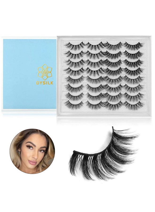 DYSILK False Eyelashes Lashes Mink - Mink Lashes Fluffy 16 Pairs 6D 4 Styles Mixed Lashes Faux Eyelashes Wispy Fluffy Natural Look Fake Eyelashes Mink Lashes Soft Reusable Eye Lashes | 15mm 18mm