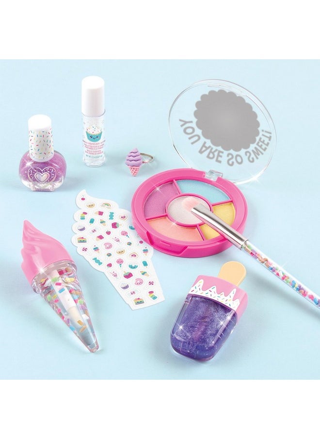 Make It Real: Candy Shop Cosmetic Set - 9 pcs, Vanilla & Strawberry Scented Cosmetics, Ice-Cream Shaped Glosses, Beauty Kit, Tweens, Girls & Kids Ages 8+