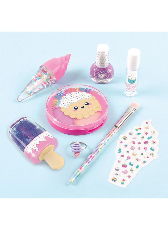 Make It Real: Candy Shop Cosmetic Set - 9 pcs, Vanilla & Strawberry Scented Cosmetics, Ice-Cream Shaped Glosses, Beauty Kit, Tweens, Girls & Kids Ages 8+