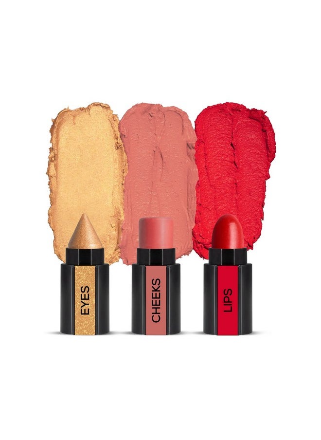 RENEE Fab Face - 3 in 1 Makeup Stick With Eye Shadow, Blush & Lipstick, Enriched With Vitamin E (1. Fab Face Diva)