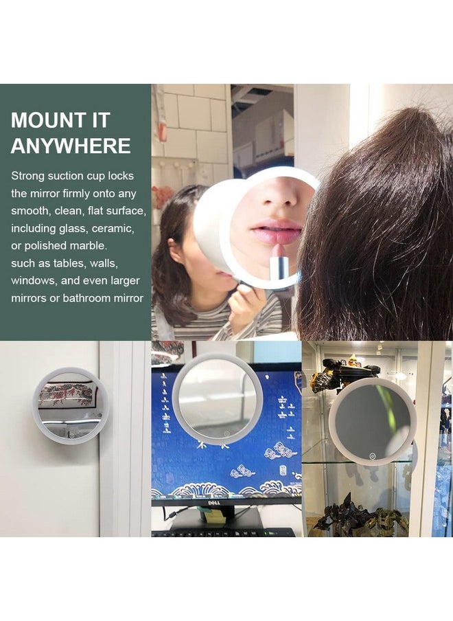 TOUCHBeauty 7X Magnifying Shower Mirror Lighted Makeup Mirror with 21 LED, Metal Magnetic Ball Locking Suction, 360 Rotation, Portable Mirror Good for Tabletop Bathroom Traveling