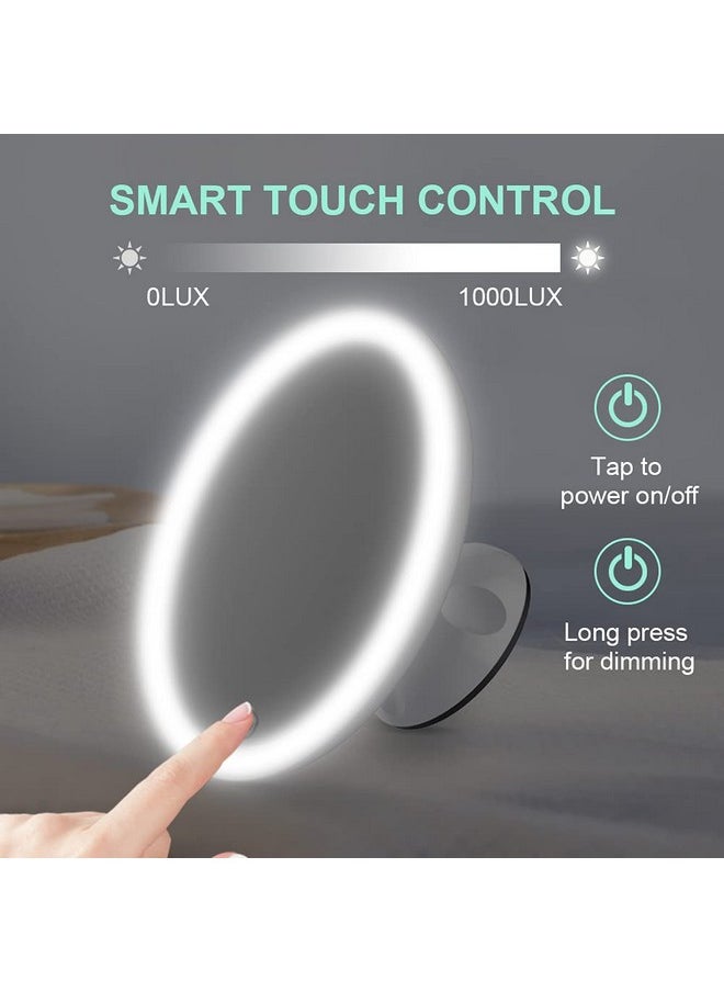 TOUCHBeauty 7X Magnifying Shower Mirror Lighted Makeup Mirror with 21 LED, Metal Magnetic Ball Locking Suction, 360 Rotation, Portable Mirror Good for Tabletop Bathroom Traveling