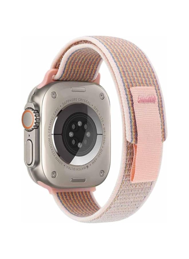 Green Lion Trail Loop Watch Strap Compatible with Apple Watch 42/44/45/49mm, Lightweight & Antiallergenic, Dual-Tone Design, Workout-Friendly, Secure Closure Mechanism, Easy to Clean - Pink