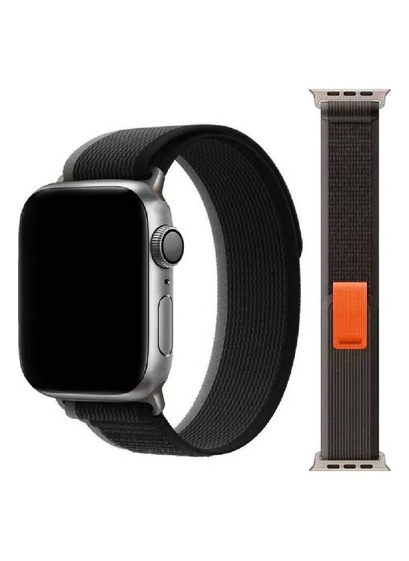 2Pack for Apple Watch Trail Band 49mm 45mm 44mm 42mm Nylon Woven Sport Strap for iWatch Series Ultra/8/7/SE/6/5/4/3/2/1 Grey/Black