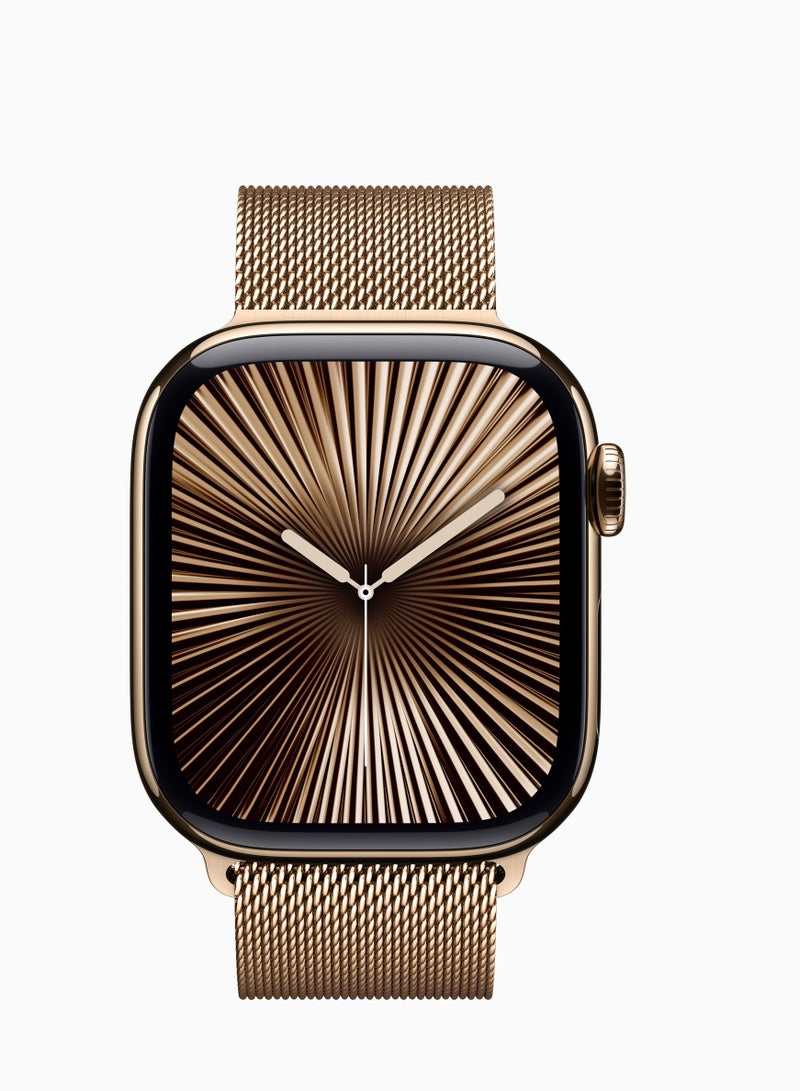 Watch Series 10 GPS + Cellular 42mm Case With Milanese Loop – M/L Gold