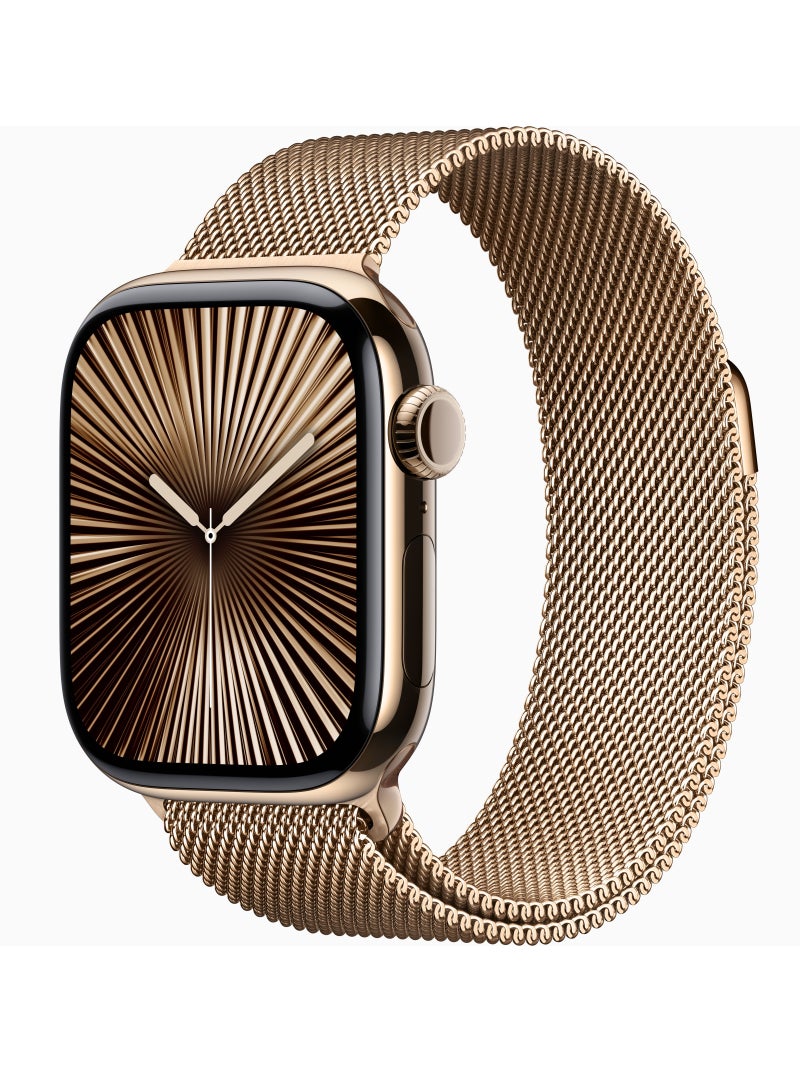 Watch Series 10 GPS + Cellular 42mm Case With Milanese Loop – M/L Gold