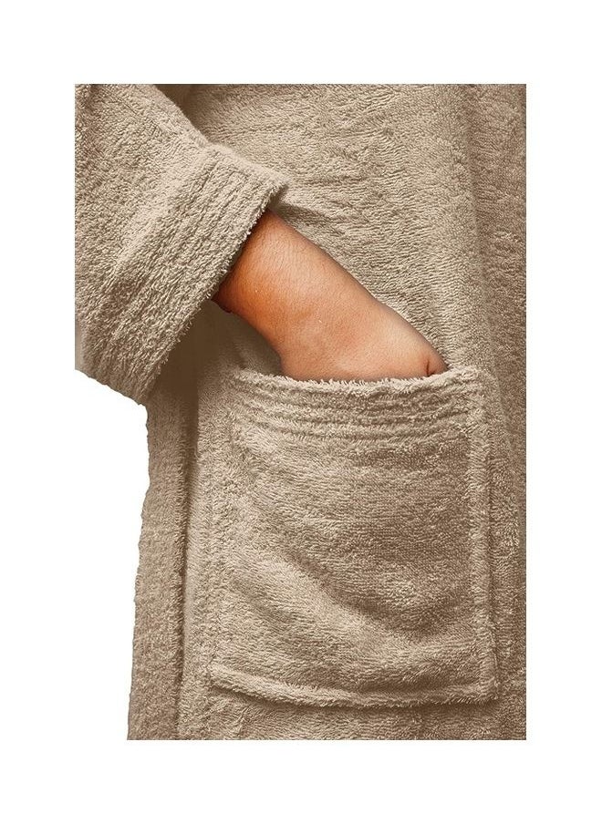 Bliss Casa - Unisex Bathrobe - 100% Cotton Super Soft Highly Absorbent Bathrobes For Women & Men- Perfect for Everyday Use Unisex Adult Beige Adult Size