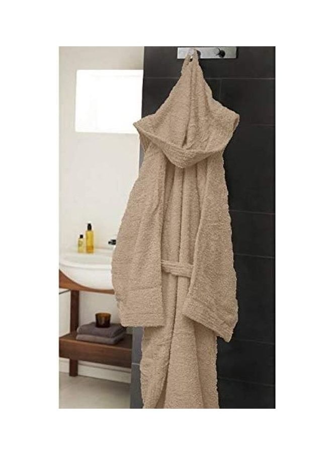 Bliss Casa - Unisex Bathrobe - 100% Cotton Super Soft Highly Absorbent Bathrobes For Women & Men- Perfect for Everyday Use Unisex Adult Beige Adult Size